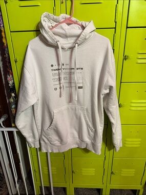Men's White Graphic Pullover Hoodie - 21 Pilots